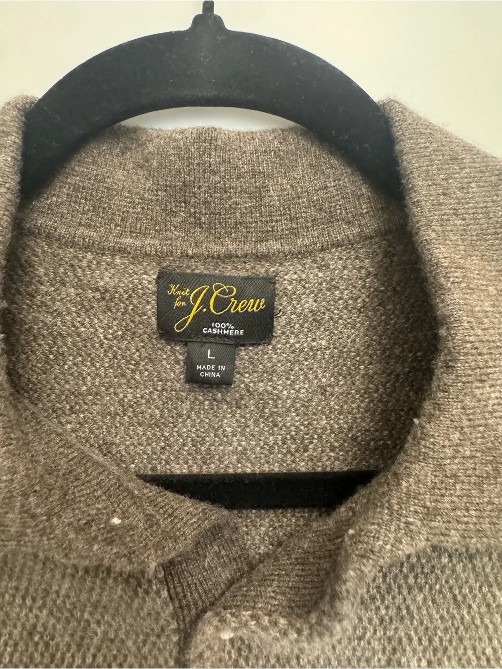 J. Crew Brown Short-Sleeve Polo Sweater, cashmere